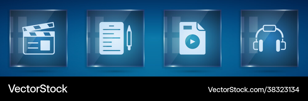 Set movie clapper scenario avi file document vector image