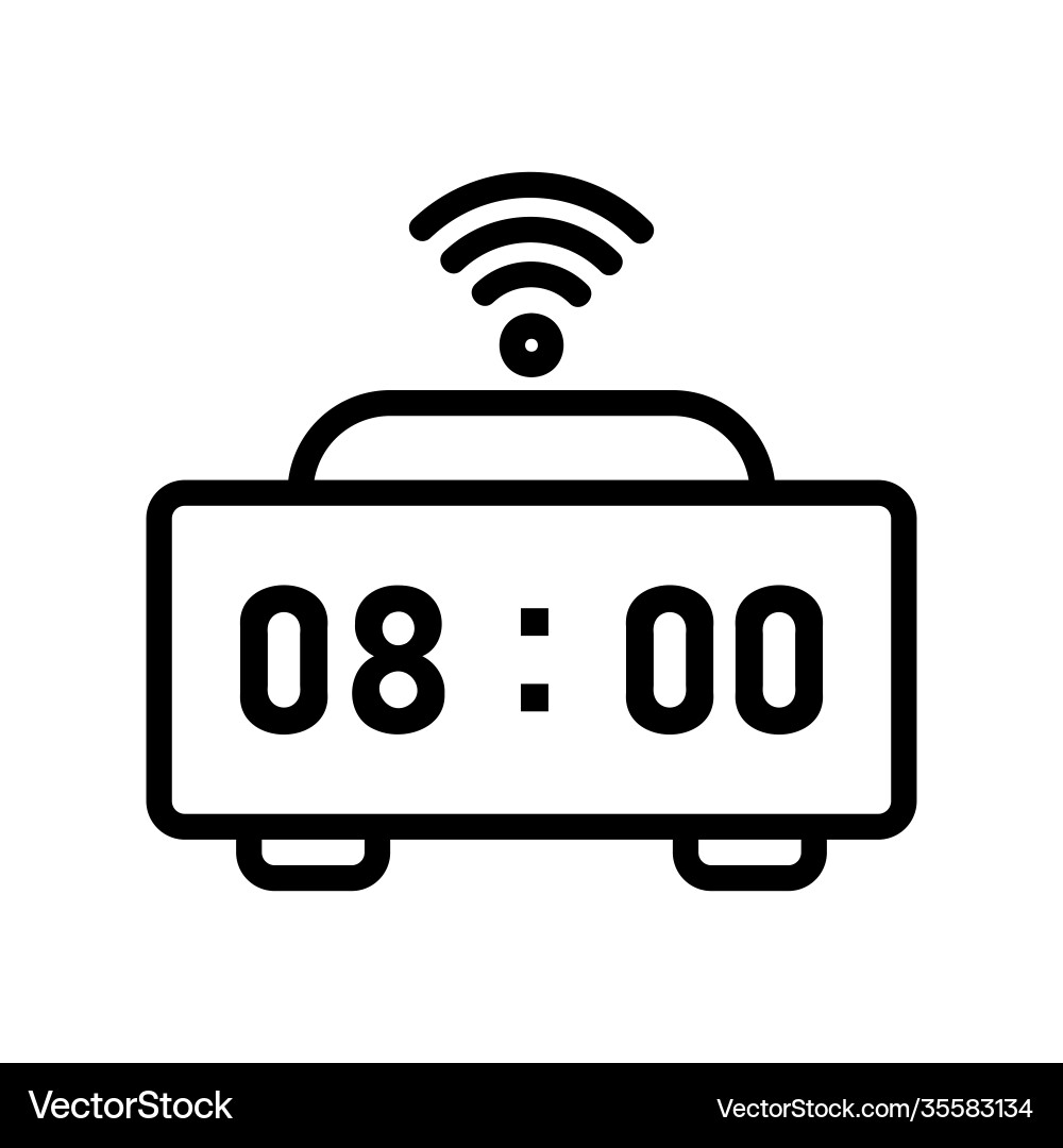 Smart clock icon in line style about internet vector image