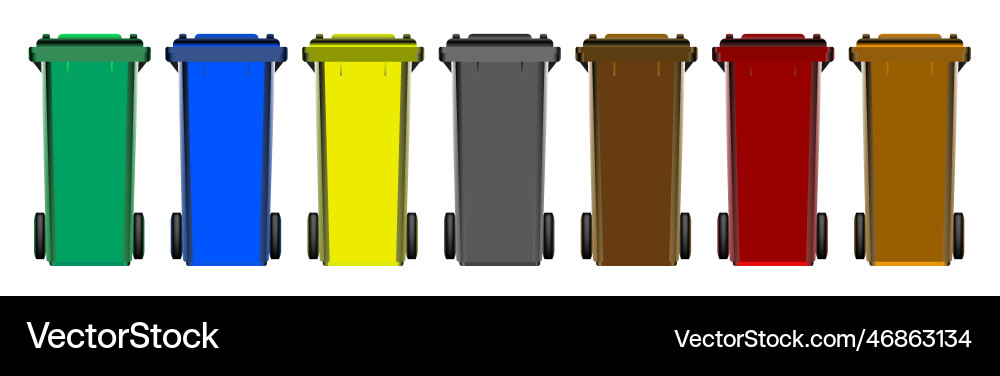 Sorting garbage into plastic colored trash cans Sorting garbage into plastic colored trash cans vector image