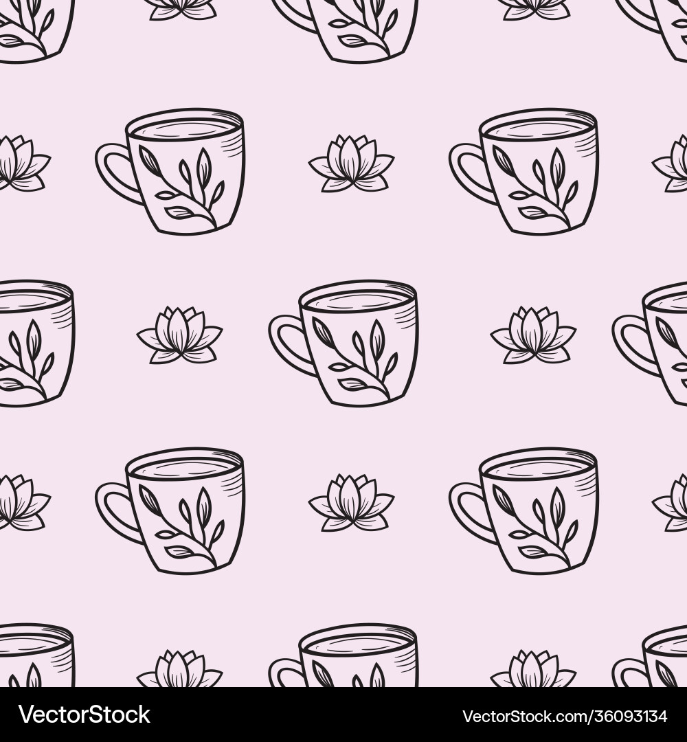 Teacups seamless repeat pattern background vector image