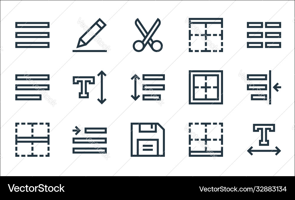 Text editor line icons linear set quality Text editor line icons linear set quality vector image