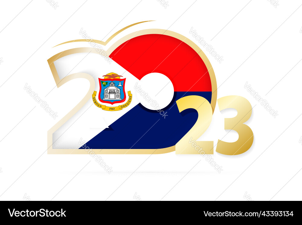 Year 2023 with sint maarten flag pattern vector image