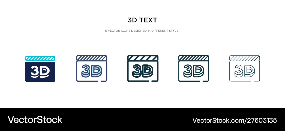 3d text icon in different style two colored 3d text icon in different style two colored vector image