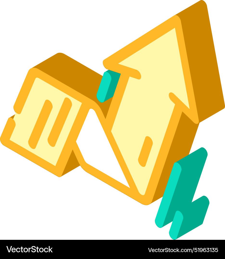 Arrow pointing upward progress isometric icon Arrow pointing upward progress isometric icon vector image