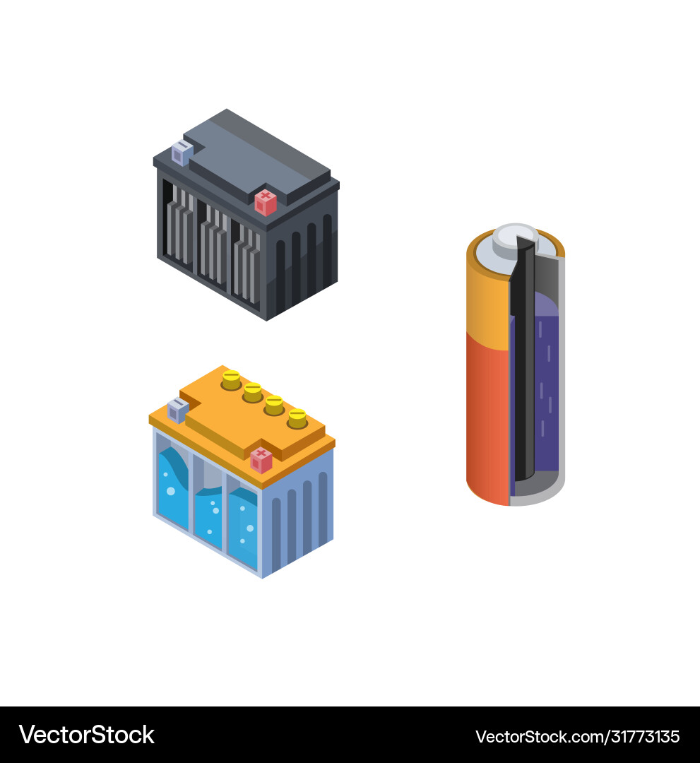 Battery inside view in dry cell accu wet Vector Image