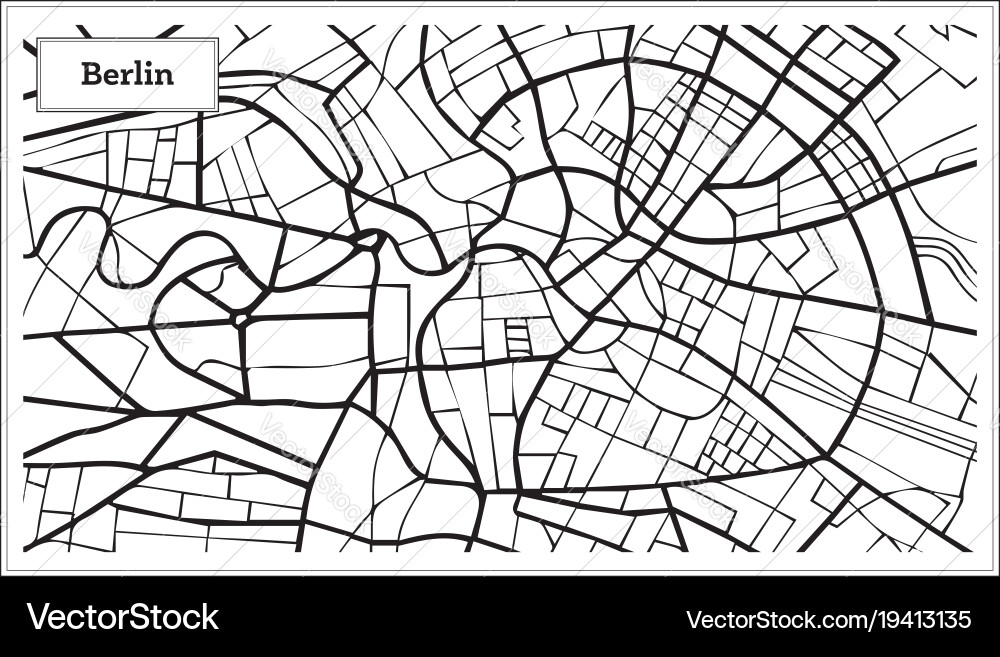 Berlin germany map in black and white color Vector Image