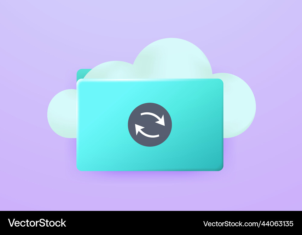 Computer-Ordner mit Datei-Sync-Symbol Cloud 3d Computer-Ordner mit Datei-Sync-Symbol Cloud 3d vektorbild
