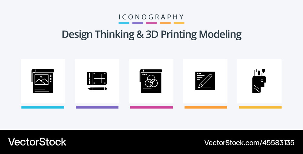 Design thinking and d printing modeling glyph 5 vector image