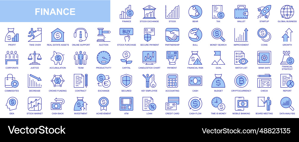 Finanzen Web-Symbole in blau Linie Design-Pack Finanzen Web-Symbole in blau Linie Design-Pack vektorbild