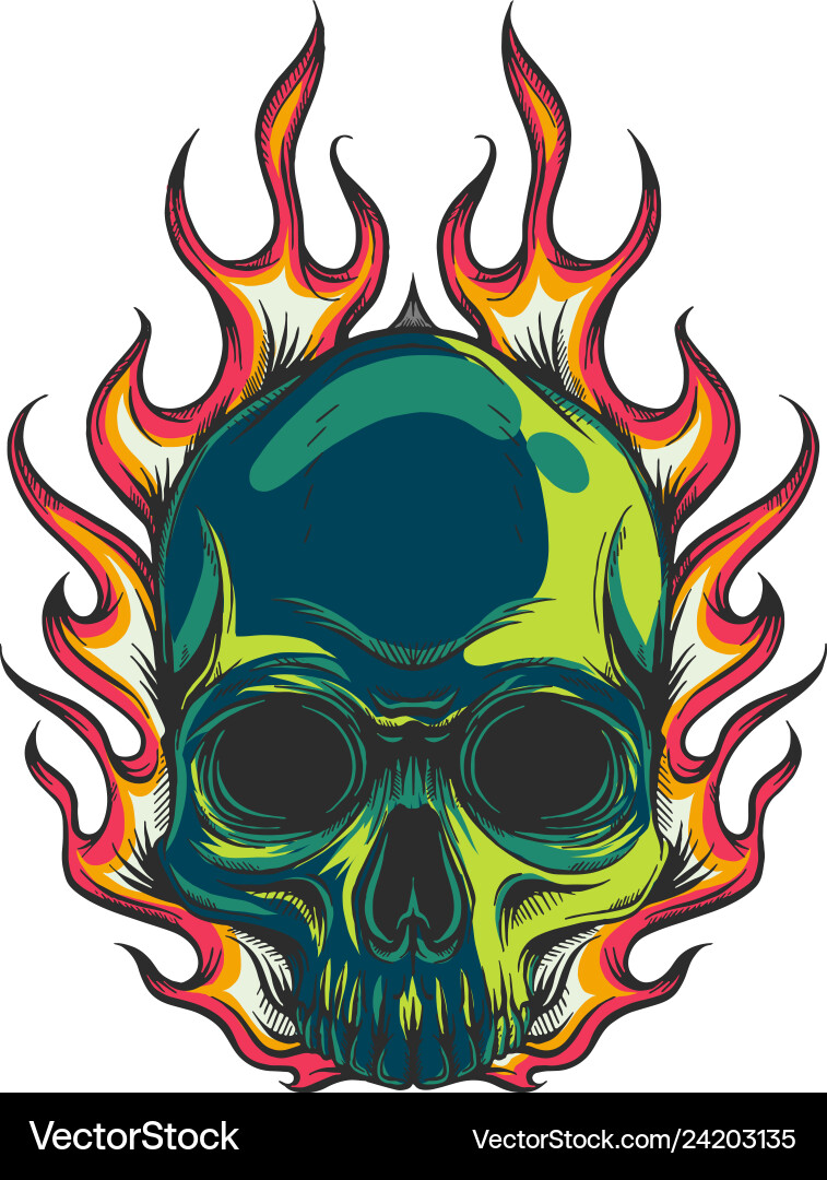 Flaming Totenkopf mit intensiven Flammen Vektorbild