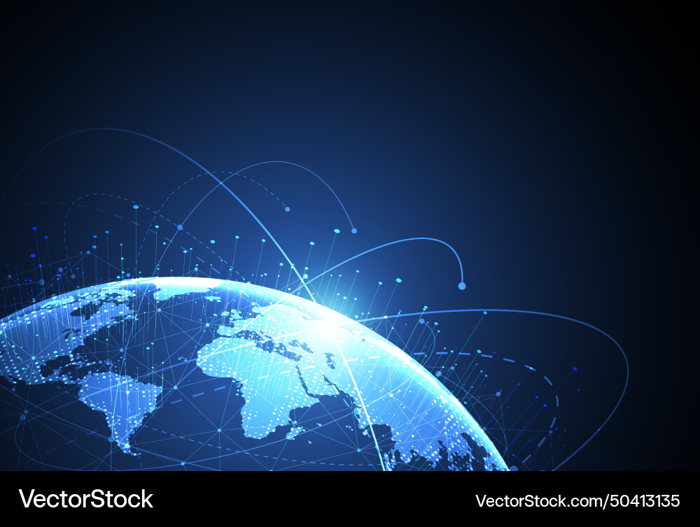 Global network connection world map point Global network connection world map point Vector Image
