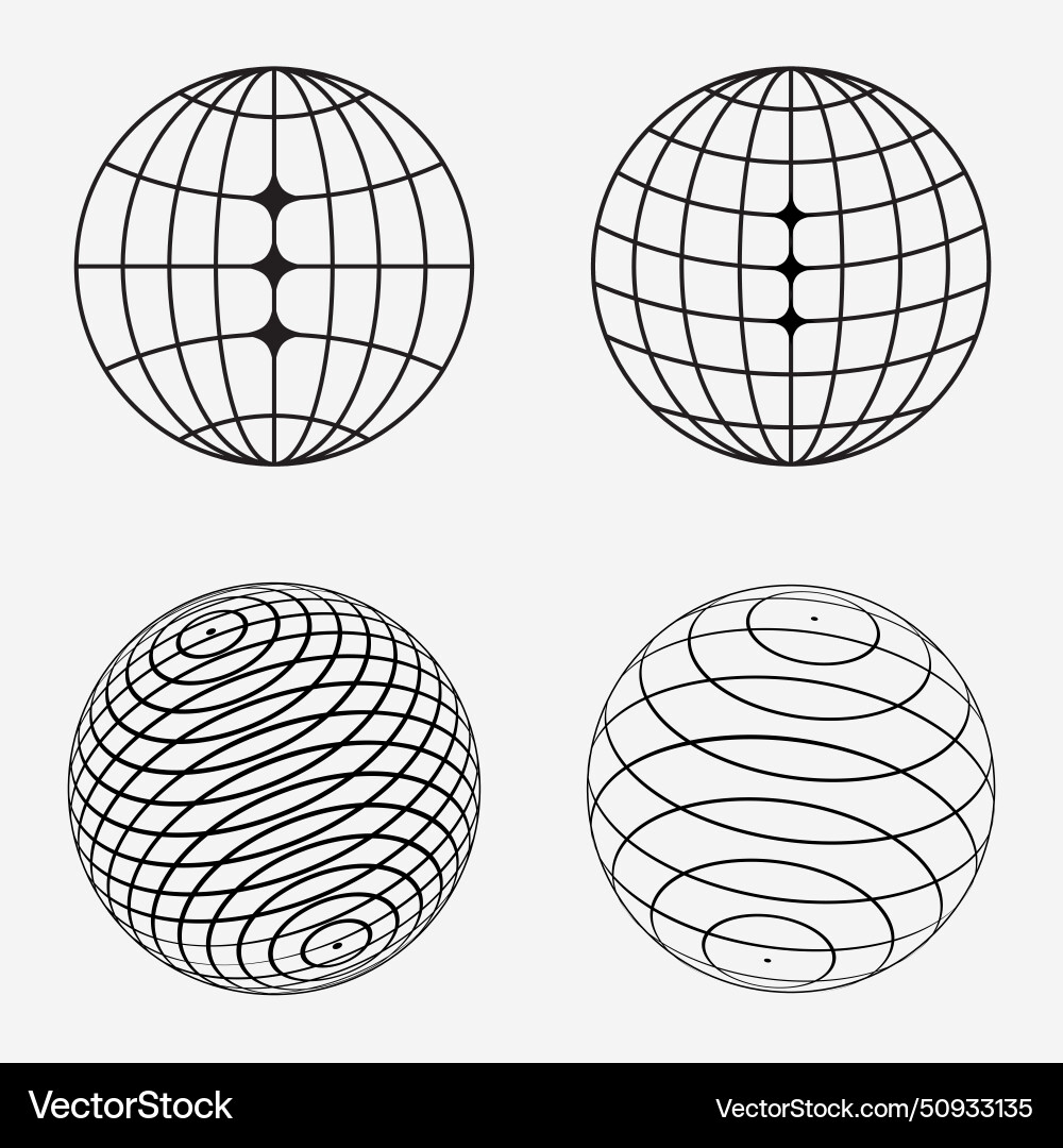Globe grid spheres round and flatten element Globe grid spheres round and flatten element vector image