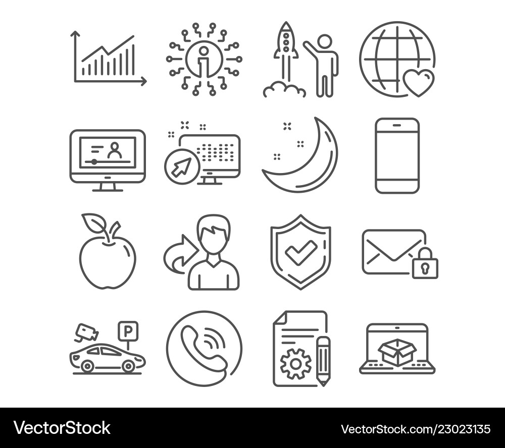 Graph smartphone and launch project icons secure Graph smartphone and launch project icons secure vector image