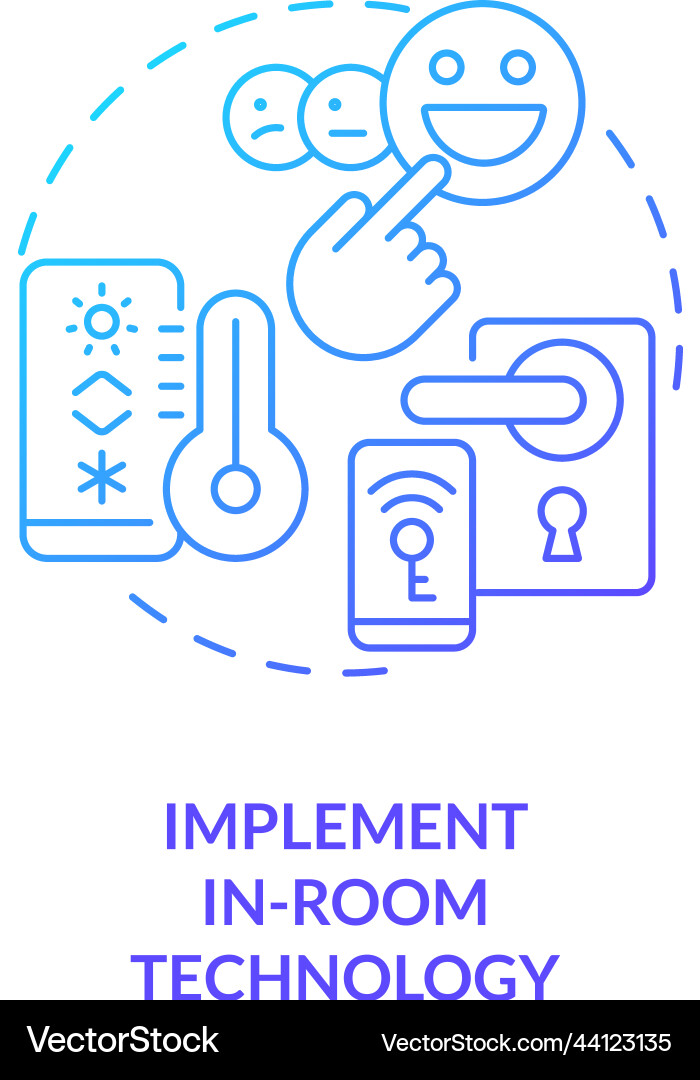 Implement in-room technology blue gradient Implement in-room technology blue gradient Vector Image