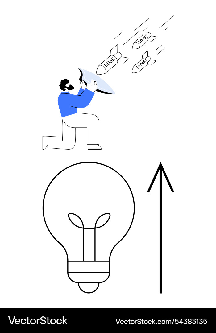 Man defending with shield from data breaches above vector image