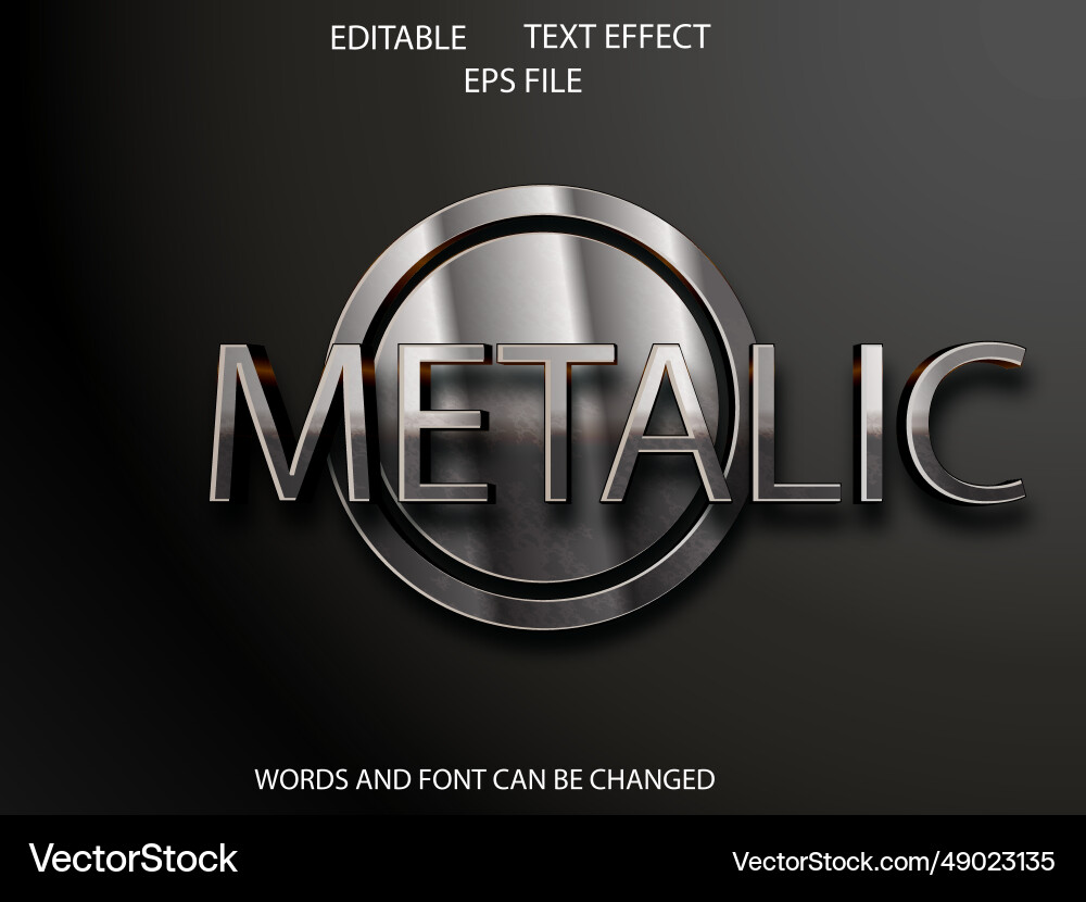 Metallic text effect font editable typography 3d vector image