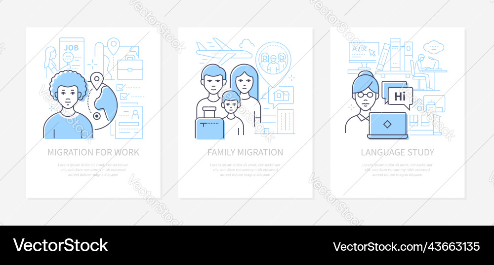 Migration and language study - line design style Migration and language study - line design style vector image
