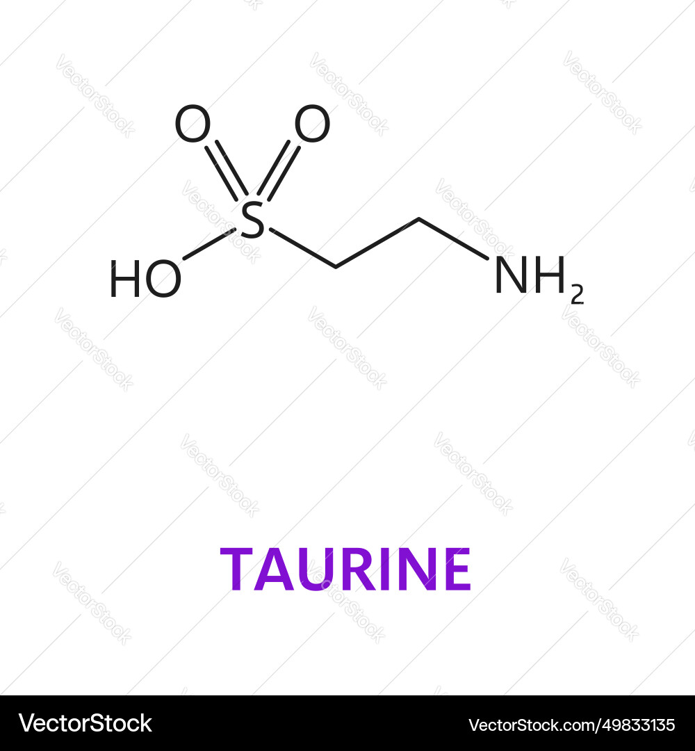 Neurotransmitter taurine chemical formula molecule vector image