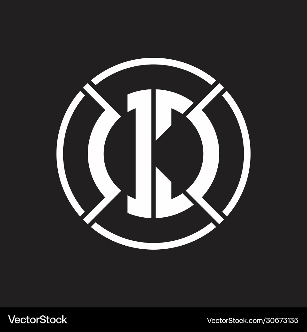Oc logo monogram with four part circle slash Oc logo monogram with four part circle slash Vector Image