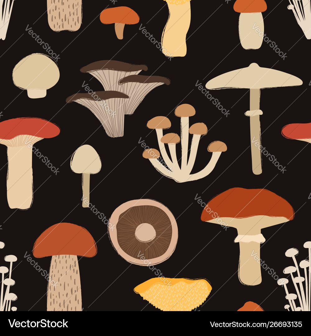 Retro Mushroom Pattern Vector Image