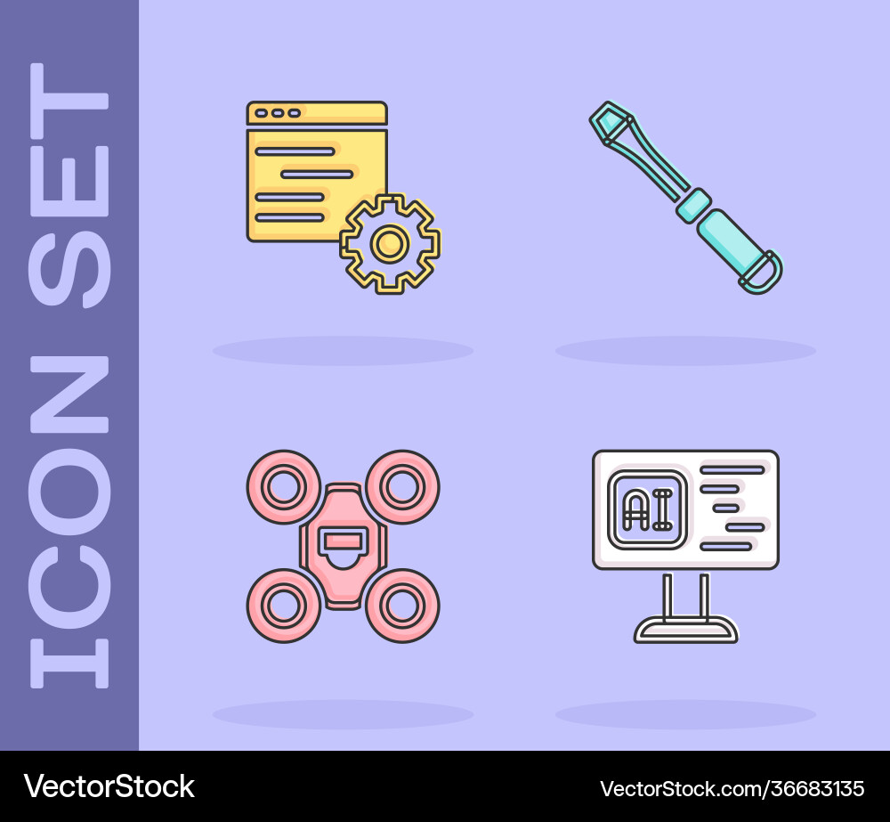 Set software computer api interface drone Set software computer api interface drone vector image