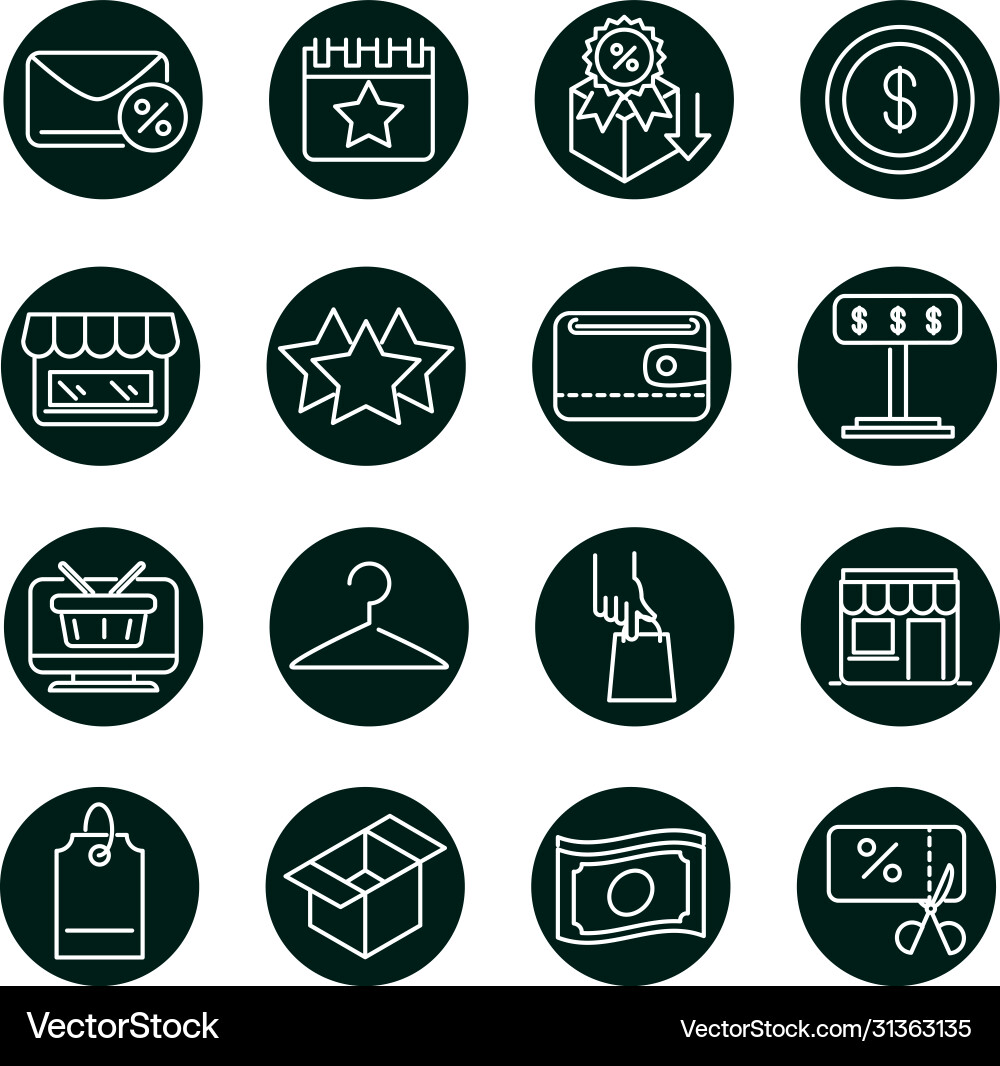 Shopping block and line style icon set vector image
