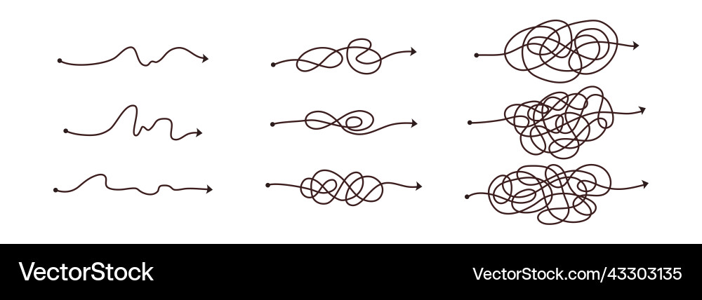 Simple line and complex easy way scribble doodle vector image
