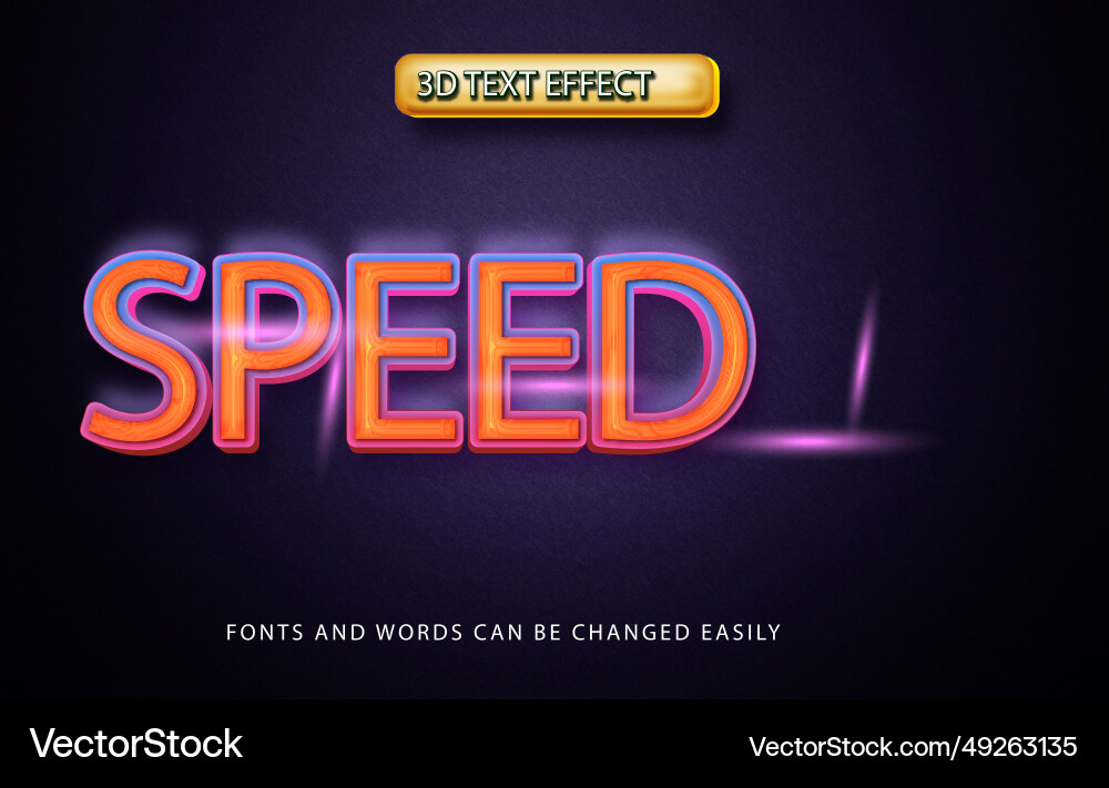 Speed 3d editable text effect style Vector Image