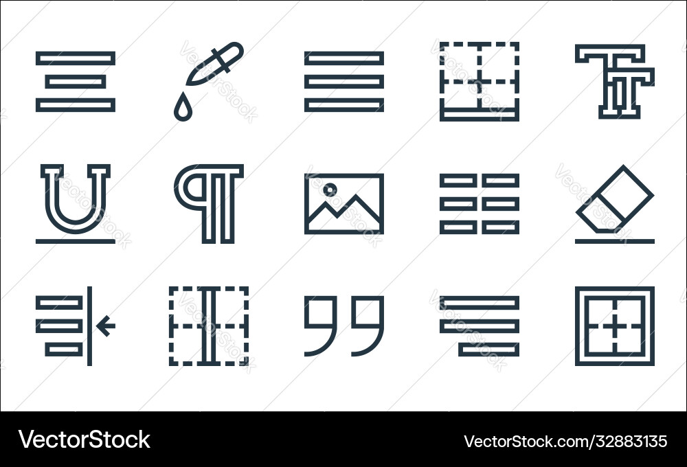 Text Editor Line Icons lineare Set Qualität Text Editor Line Icons lineare Set Qualität vektorbild