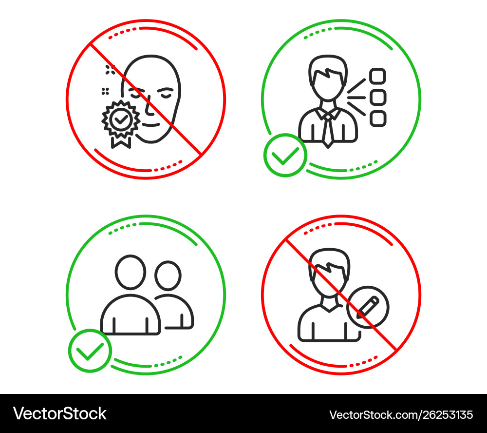 Third party face verified and users icons set Third party face verified and users icons set Vector Image