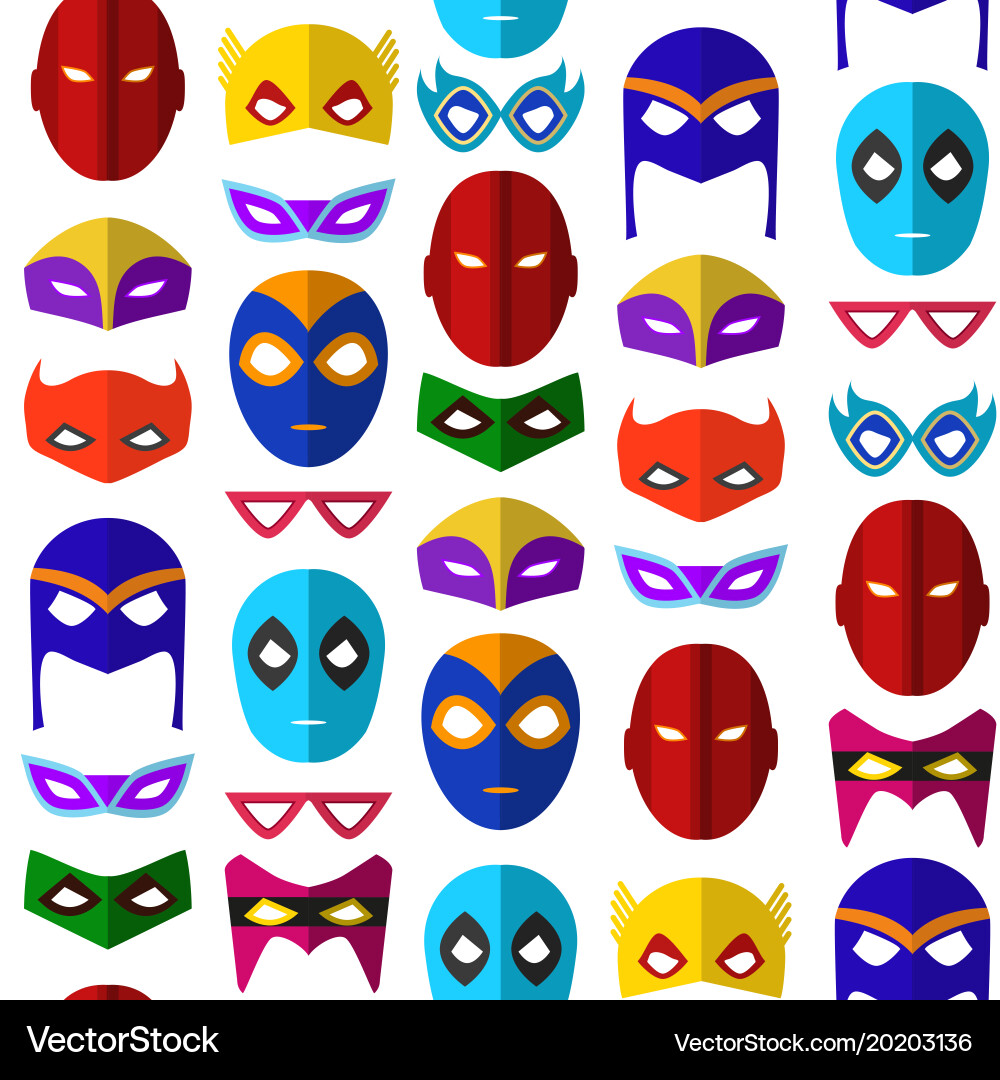 Cartoon superhero mask seamless pattern background vector image