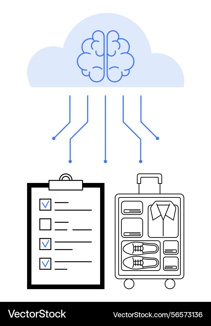 Cloud-based smart packing system with checklist Cloud-based smart packing system with checklist vector image