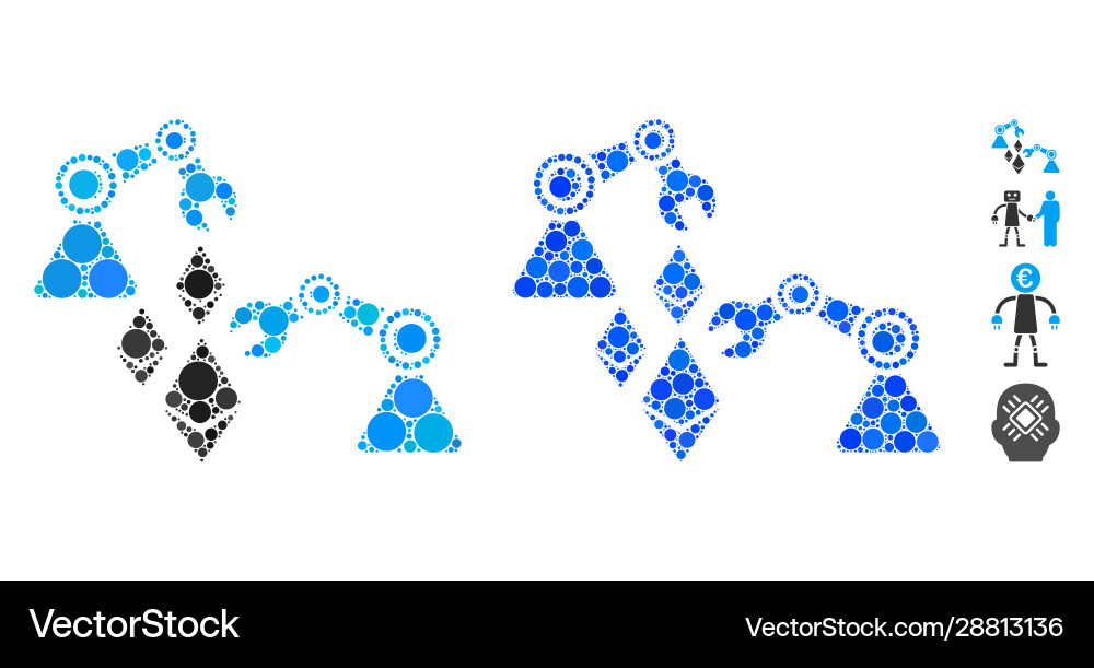 Ethereum mine robotics mosaic icon round dots Ethereum mine robotics mosaic icon round dots vector image