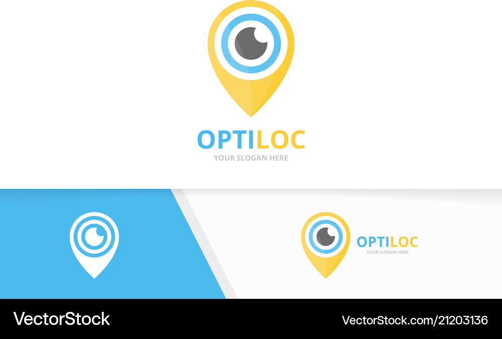 Eye and map pointer logo combination optic vector image