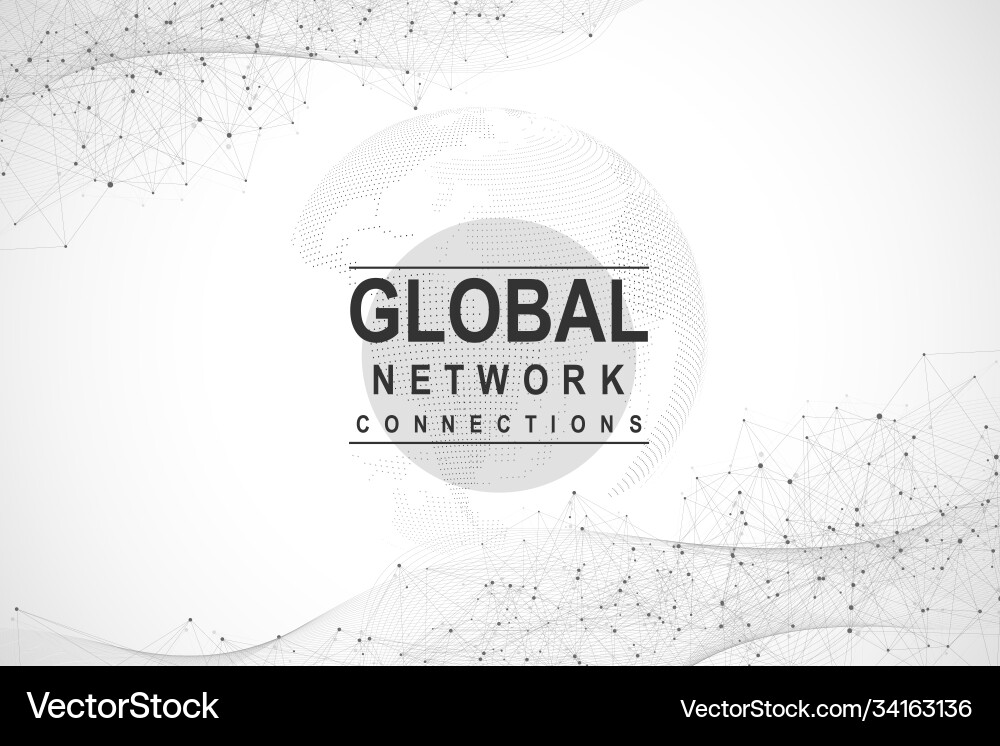 Global network connection world map point Global network connection world map point vector image