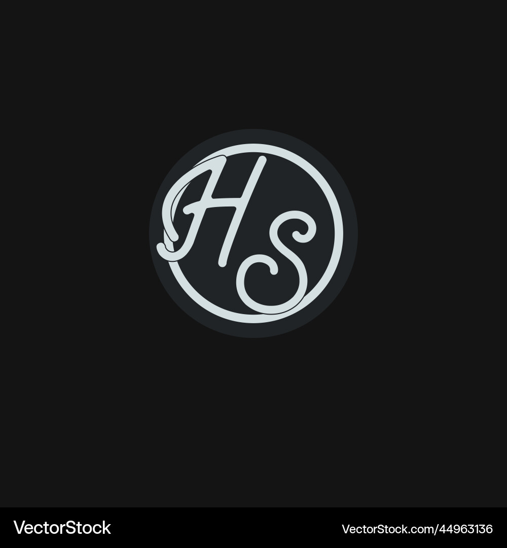 Initials hs logo monogram with simple circle line vector image