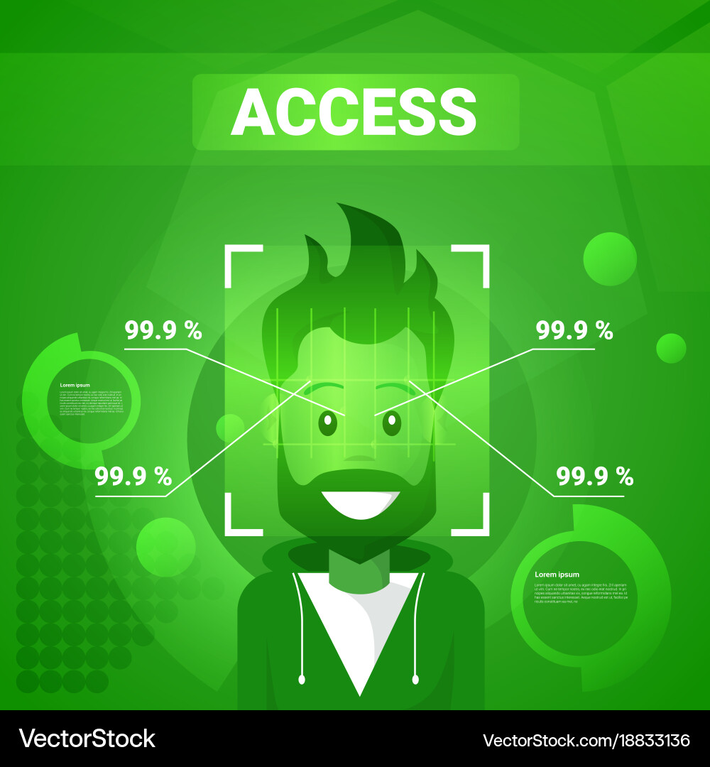 Man getting access after face identification vector image