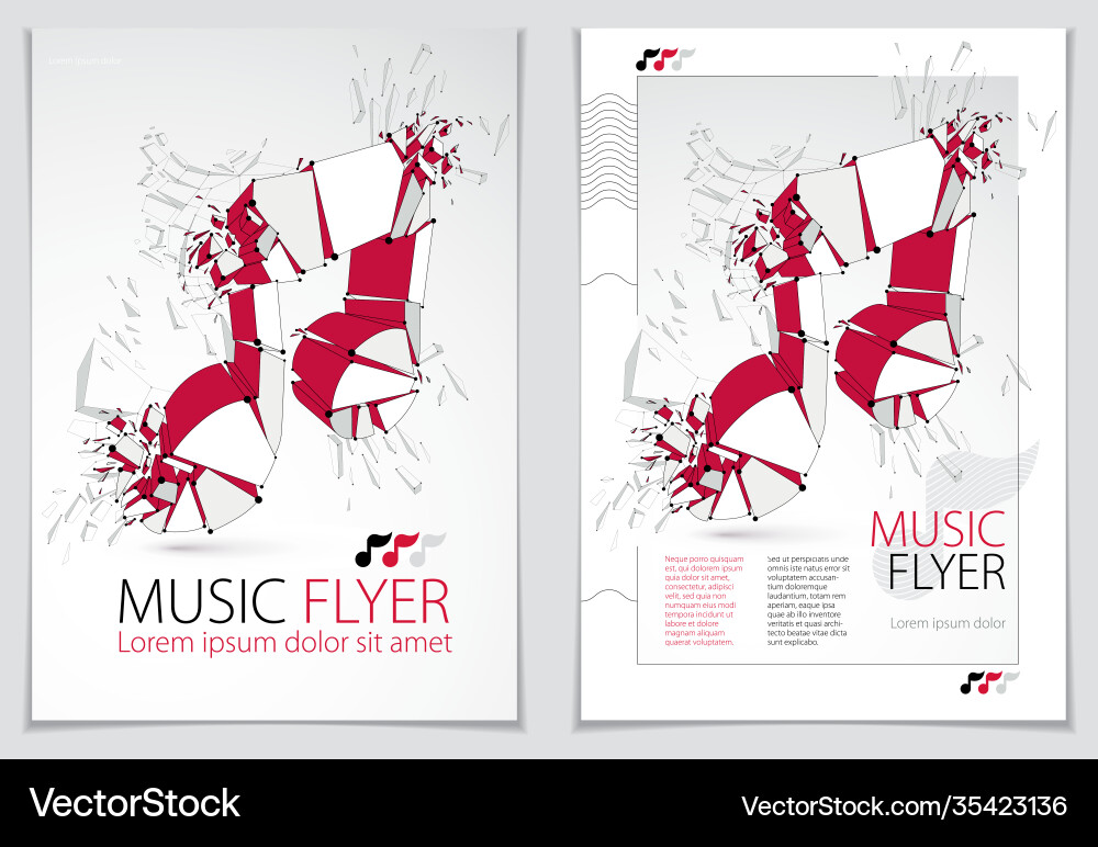 Musical note breaking to pieces and exploding 3d Vector Image