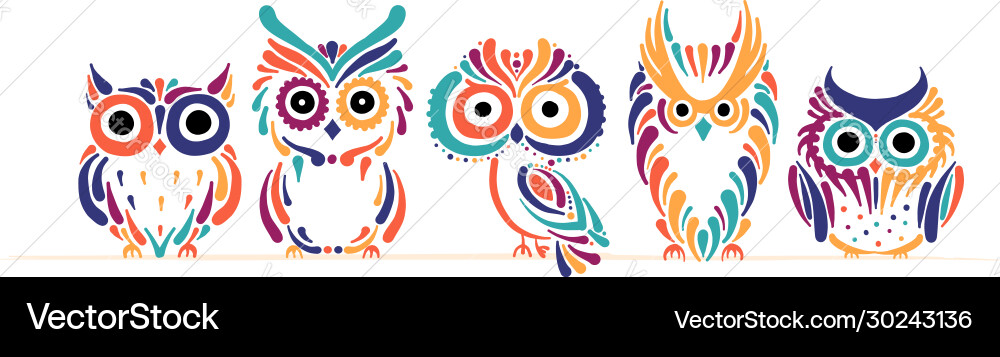 Niedliche Eulen Familie bunten Stil für Ihr Design Niedliche Eulen Familie bunten Stil für Ihr Design vektorbild