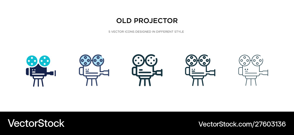 Old projector icon in different style two Old projector icon in different style two vector image