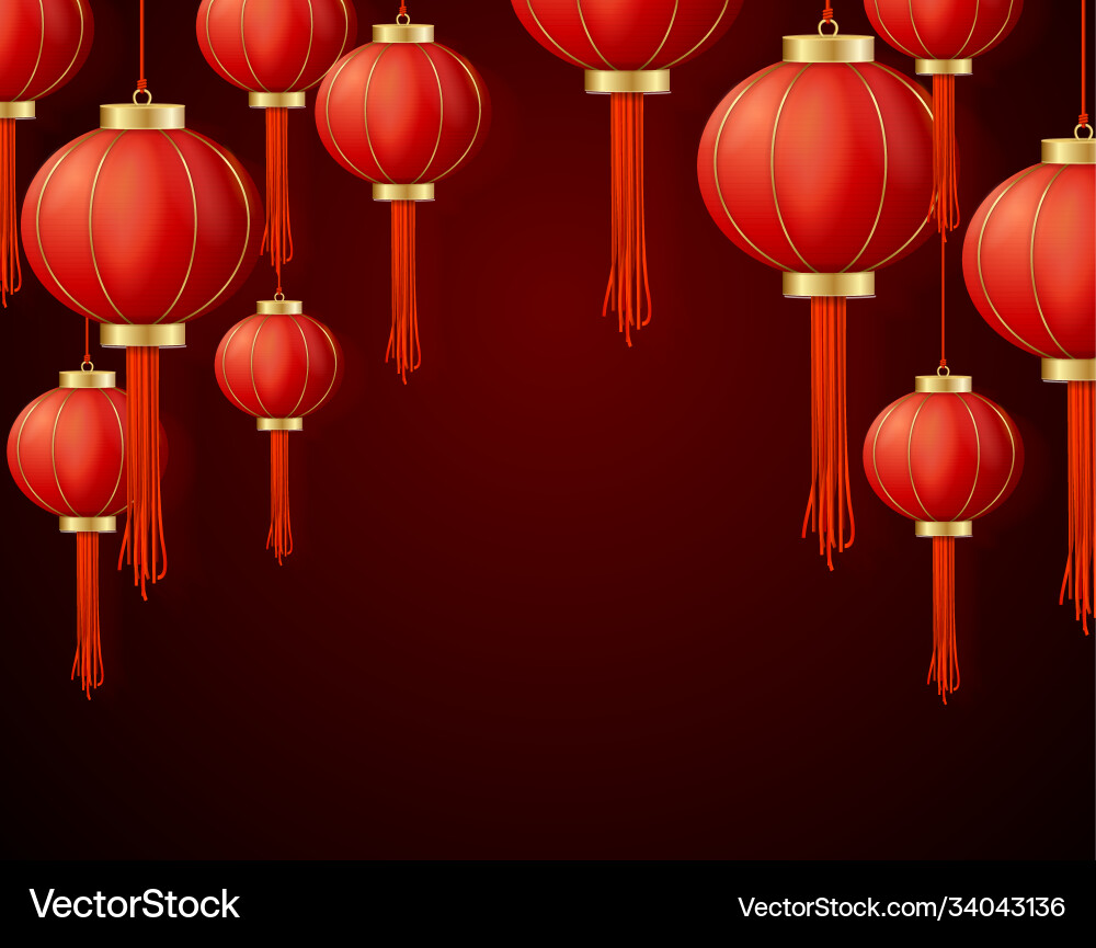 Realistic detailed 3d chinese red paper lantern Realistic detailed 3d chinese red paper lantern vector image