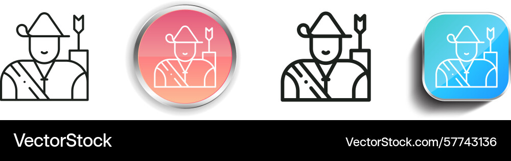 Robin hood icon thin linear regular and button vector image