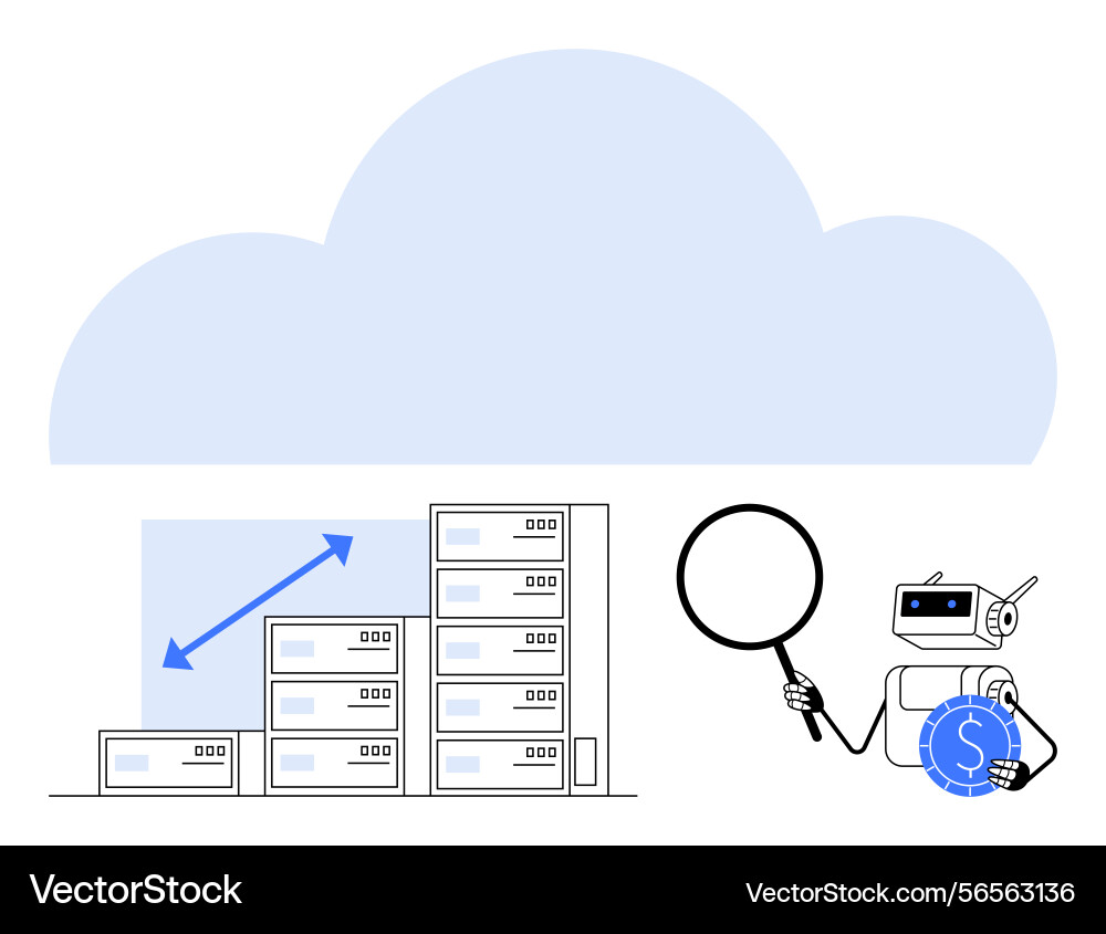 Roboteranalyse skalierbarer Cloud-Datenspeicher Roboteranalyse skalierbarer Cloud-Datenspeicher vektorbild