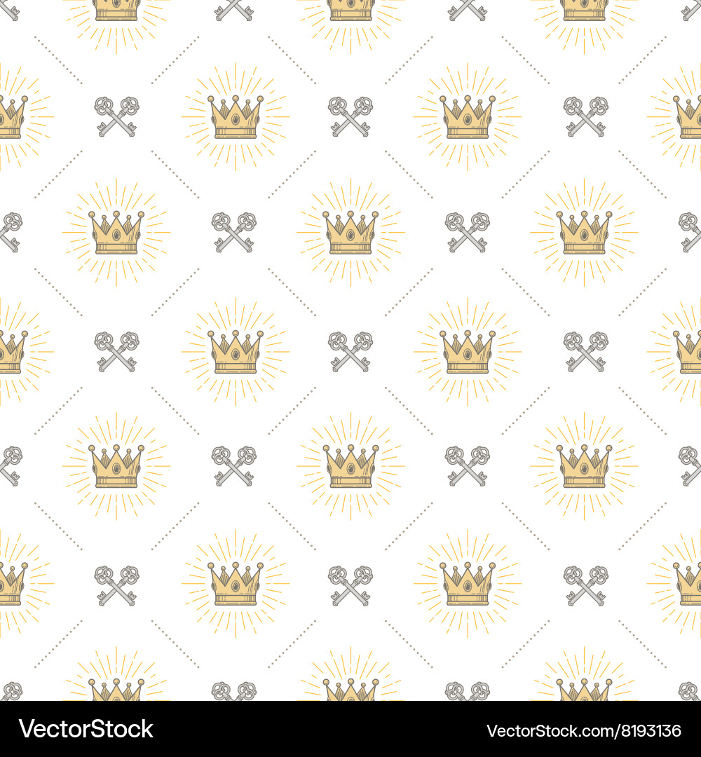 Royal Crown & Keys Pattern vector image