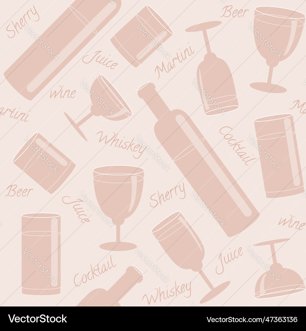 Seamless pattern with drinks and text Seamless pattern with drinks and text vector image
