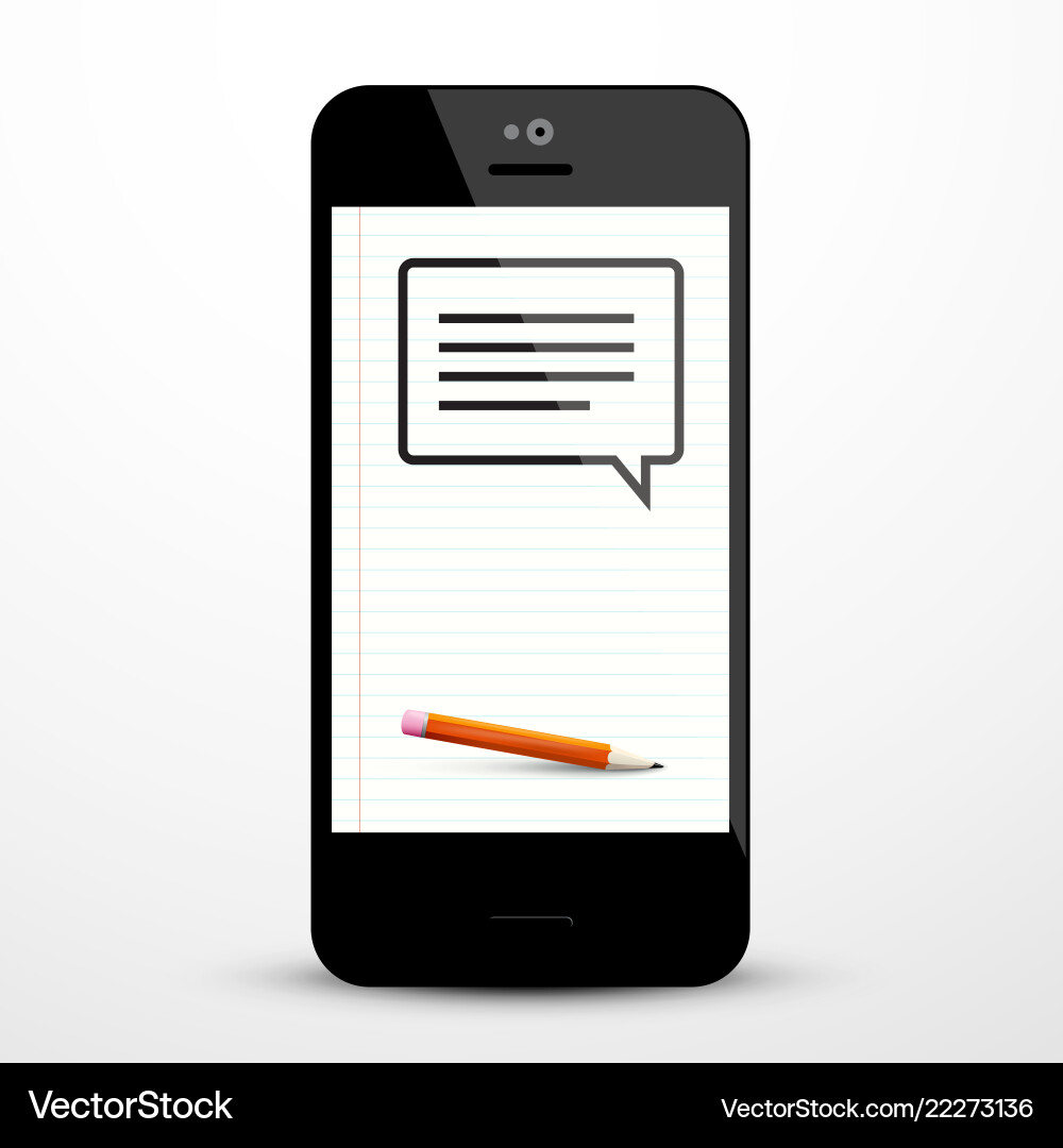 Sms symbol text message icon with pencil on smart Vector Image
