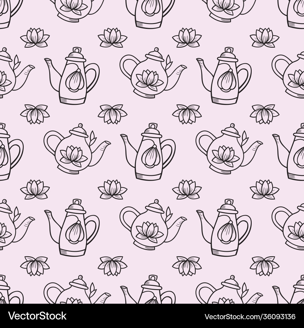 Teapot seamless repeat pattern background vector image