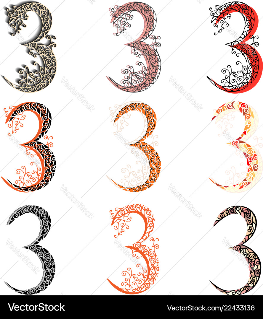 Various combination numeric figures 3 vector image