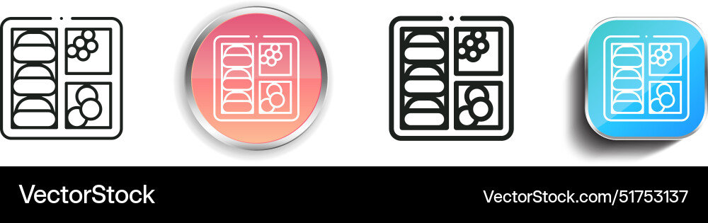Bento icon thin linear regular and button style vector image
