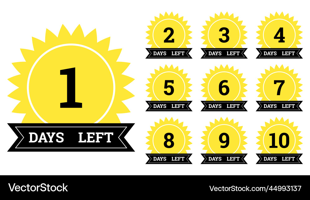 Countdown of days number 1 2 3 4 5 6 7 8 Countdown of days number 1 2 3 4 5 6 7 8 vector image